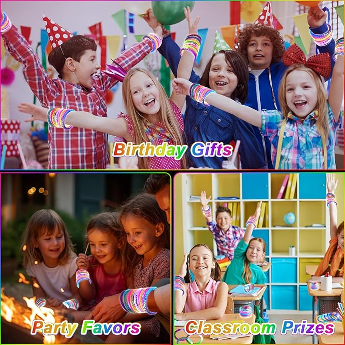 90 Pack Glow Bracelets, Glow in the Dark Party Supplies, 6 Color LED Light Up Bracelets for Adults & Kids Birthday Party Favors, Concert, New Year, Carnival, Raves