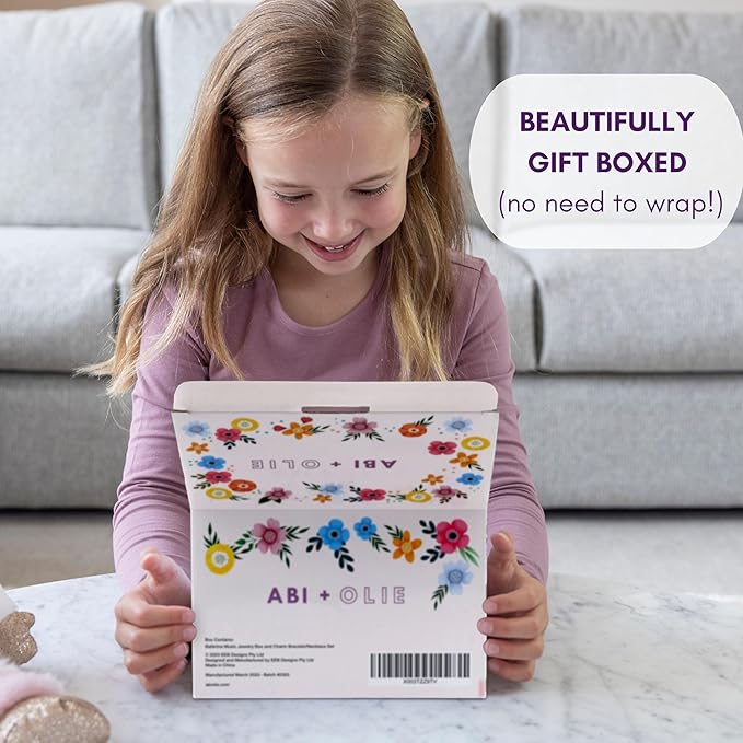 ABI + OLIE Ballerina Kids Jewelry Box for Girls - Little Girls Jewelry Box - Musical Jewelry Box for Girls 4-6 and 6-12- Music Boxes for Girls - Perfect Dance Recital & Birthday Gifts