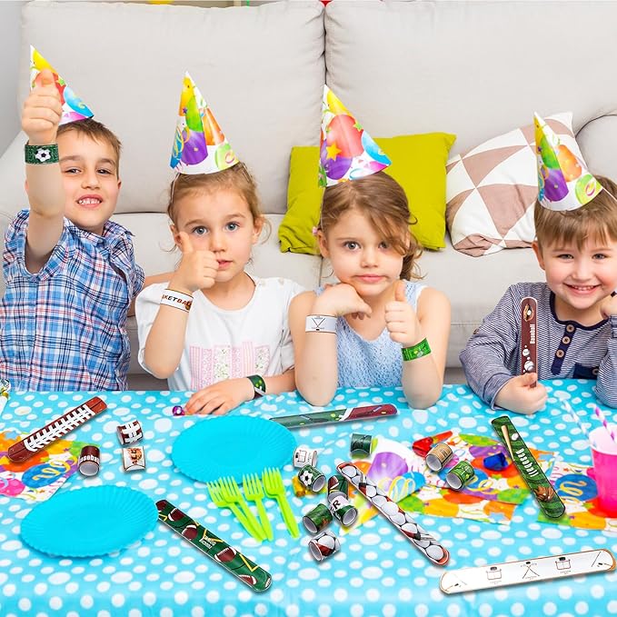 72PCS Sport Slap Bracelets Wristband Sport Party Favors Set, Sport Birthday Party Match Supplies Classroom Prizes, Sports Themed Bracelets for Kids and Adults, 12 Patterns