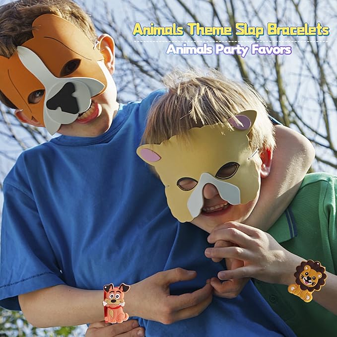 Animals Slap Bracelets Party Favors for Kids(8pack)-Wild One Goodie Bag Stuffers for Boys&Girls Animals Theme Party Supplies Carnival Prizes Suit Classroom Exchanging Gifts