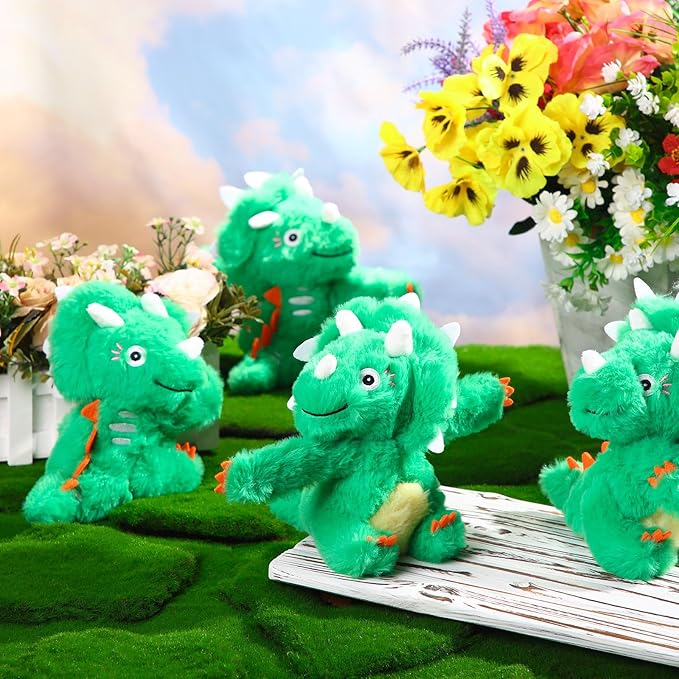 4 Pcs Huggers Butterfly Dinosaur Stuffed Animal Slap Bracelets for Kids, 8 Inch Plush Animal Wrist Cute Snap Bracelets in Bulk for Boys and Girls Birthday Gifts Party Favors(Dinosaur)