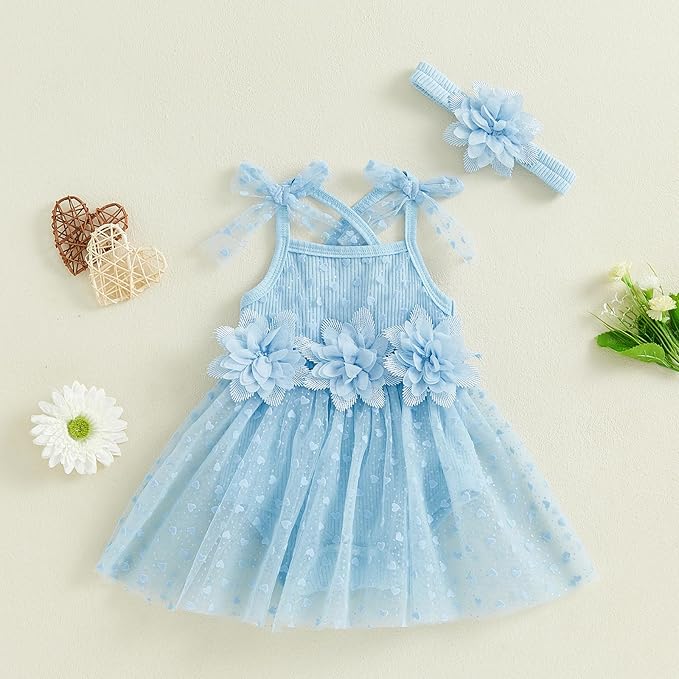 Baby Girl Clothes Daisy Ribbed Bodysuit Sleeveless Romper Dress Summer Outfit for Girls Newborn 3 6 9 12 18 Months