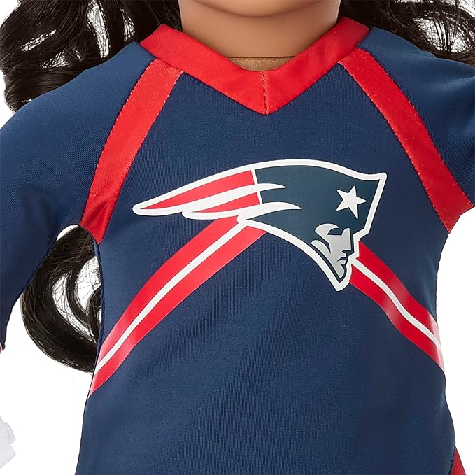 American Girl New England Patriots Cheer Uniform 18 inch Doll Clothes with Pom Poms, Navy and Red, 5 pcs, Ages 6+