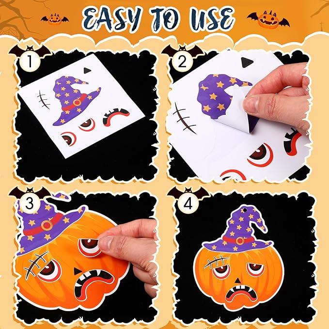 36 Set Halloween Pumpkin Crafts Kit Halloween Crafts for Kids Halloween Pirate Pumpkin Sticker DIY Craft Witch Pumpkin Decoration Hanging Ornaments for Kids Halloween Party Favor Supplies