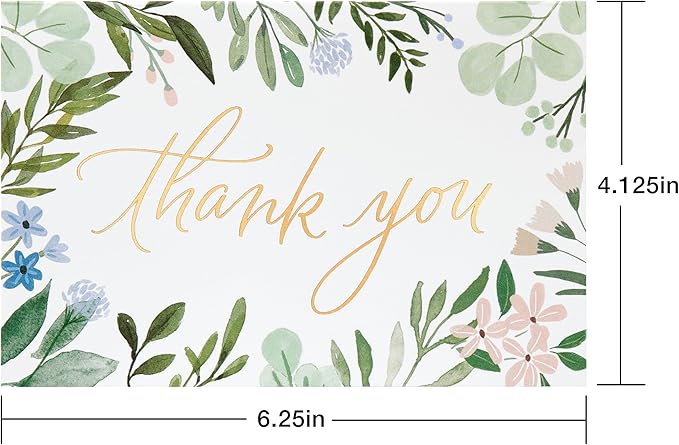 American Greetings Blank Thank You Cards with Envelopes for Wedding, Birthday, Baby Shower, Floral (48-Count)