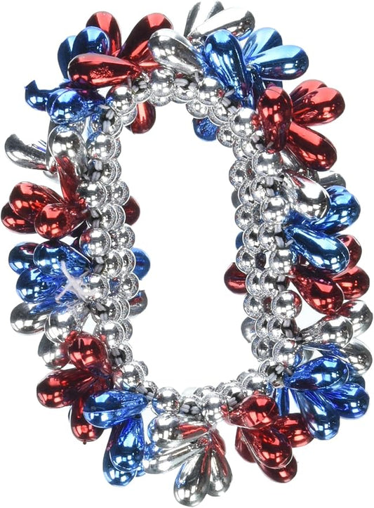 Amscan Drop Bead Bracelet, Party Accessory, Red, Silver, Blue