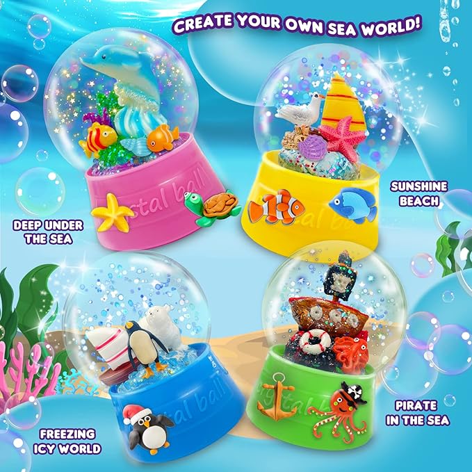 Make Your Own Water Globe - Snow Water Stem Projects DIY Activities Glitters Supplies Perfect Arts & Crafts Clay for Girls Boys Kids Ages 4-6 4-8 6-8 8-12+ Years Old Christmas Holiday Games