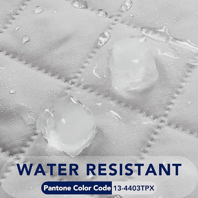 PureFit Reversible Quilted Sofa Cover, Water Resistant Slipcover Furniture Protector, Washable Couch Cover with Non Slip and Elastic Straps for Kids, Dogs, Pets (XX Large, Light Gray/Ivory)