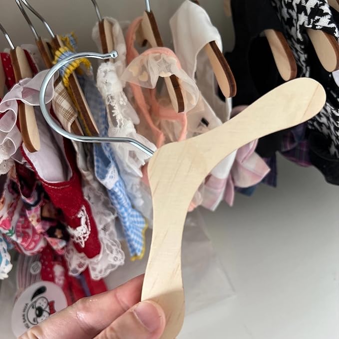 5 Pack Kids Hangers Baby Hanger Wooden ,8.6 INCH Pet Clothes Hangers for for Dog Cat Baby Toddler Kids Little Hangers for Doll Dress Clothes Gown Outfit Holders Accessories (L)