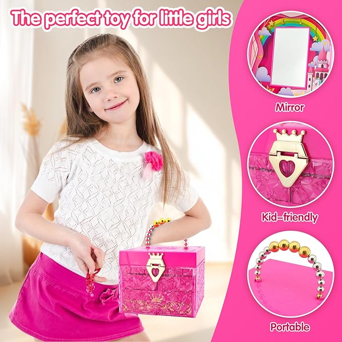 Kids Makeup Kit Girl Toys for Gifts - Gift Makeup for Kids & Washable Makeup Girls Princess Birthday Gift,Kids Play Make Up Set Makeup Vanities for Girls Toys Age 4 5 6 7 8 9