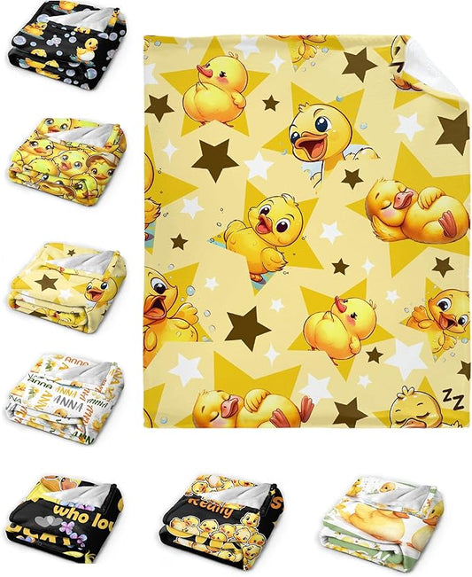 Aparajita Yellow Star Ducks Adult Duck Blanket Kids Funny Blanket Suitable for Bedroom Bed Sofa Crib Couch Chair Outdoor All Season Items That Yellow Duck Lovers Will Love 90”×120 ”for Family