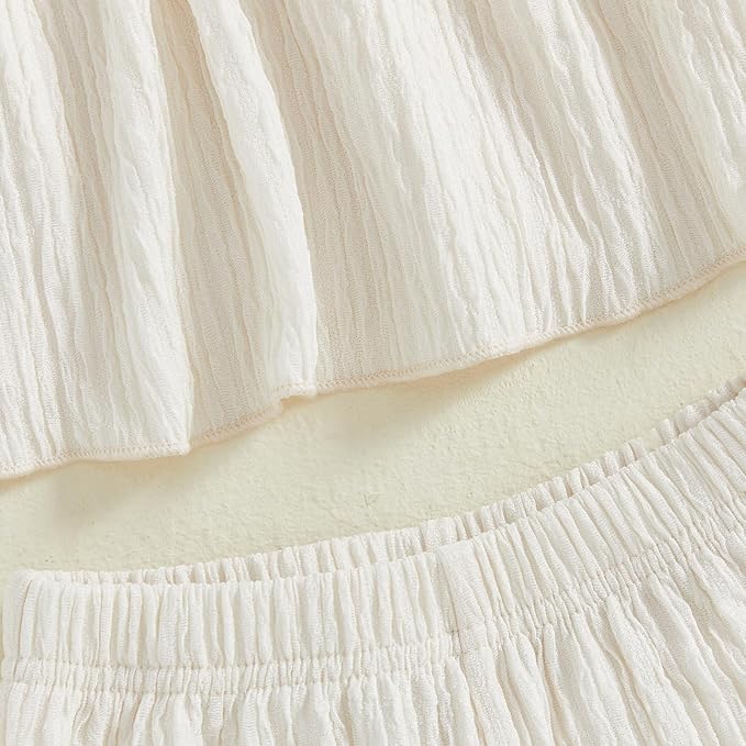 6M-5T Little Girl Clothes Boho Outfit Straps Hearts Shirts Cami Tank Tops Wide Leg Pants Baby Girl Summer Clothes