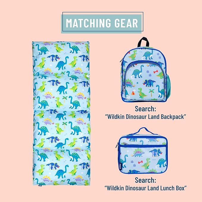 Wildkin Kids Floor Lounger: Ideal for Boys and Girls, Travel-Friendly, Perfect for Sleepovers - Pillow Lounger for Kids, Requires Standard Size Pillows Not Included (Dinosaur Land)