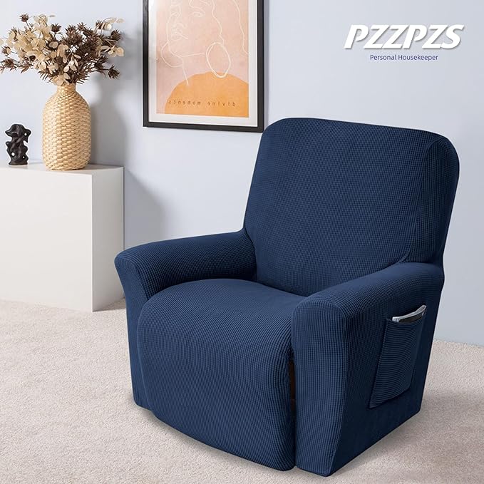 Recliner Chair Cover Lazy Boy Recliner Covers Recliner Covers for Recliner Chair 1 Piece Furniture Protector Prevent wear and pet Hair（Recliner,Navy Blue）
