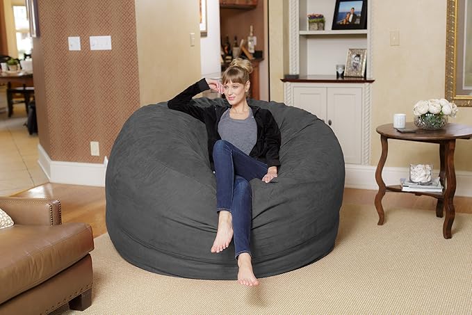 Chill Sack Bean Bag Chair: Giant 6' Memory Foam Furniture Bean Bag - Big Sofa with Soft Micro Fiber Cover, Charcoal