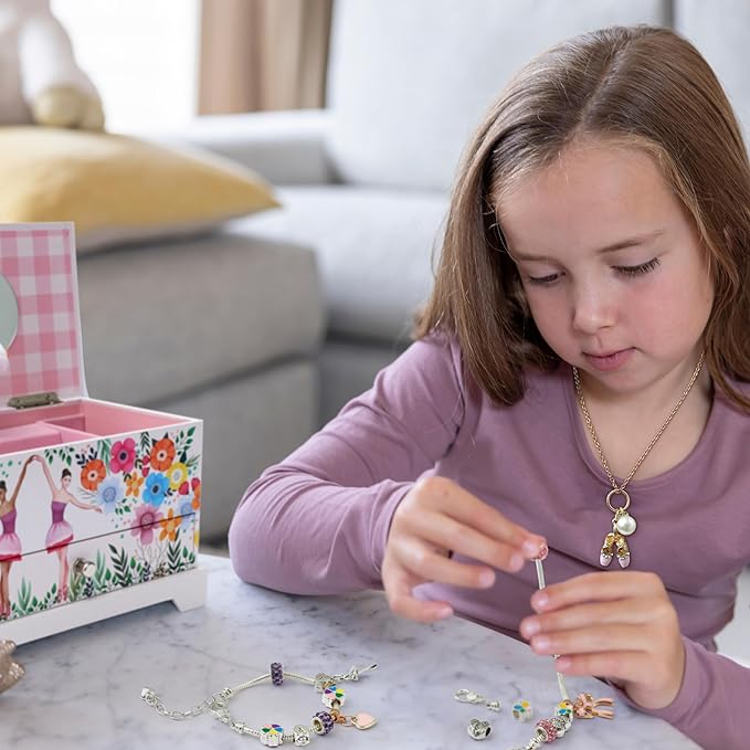 ABI + OLIE Ballerina Kids Jewelry Box for Girls - Little Girls Jewelry Box - Musical Jewelry Box for Girls 4-6 and 6-12- Music Boxes for Girls - Perfect Dance Recital & Birthday Gifts