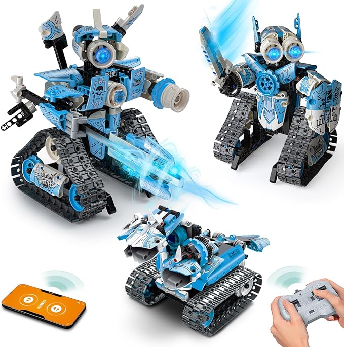 3 in 1 RC Robot Toy Building Sets, 398PCS APP & Remote Control Blocks DIY Erector Sets Science Kits for Kids Age 8-12, STEM Toys for Ages 8-13 Gifts for Boys Girls Age 6 7 9 10 11 14+ Year Old