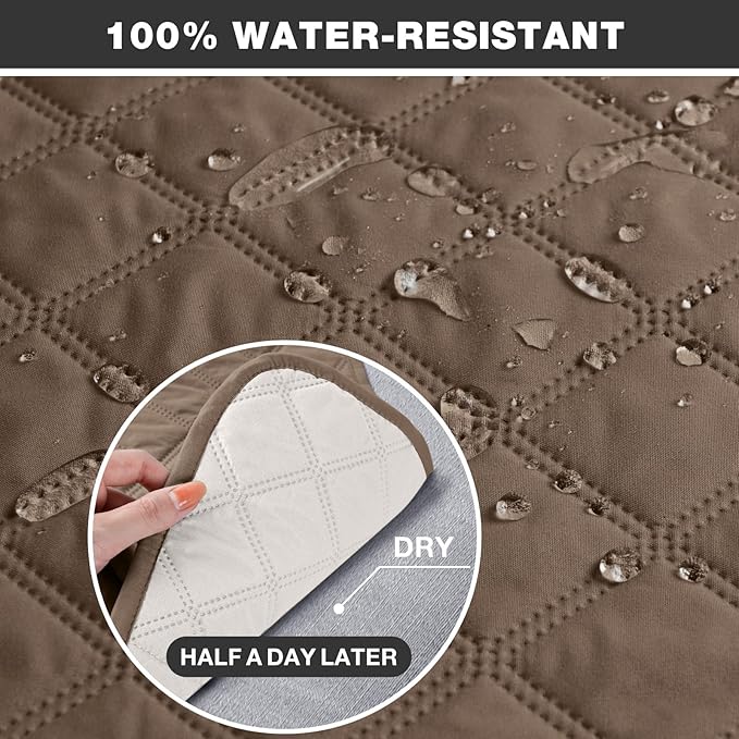 TAOCOCO Waterproof Recliner Chair Covers with Leg Strap 1 Piece Oversized Recliner Covers for Large Recliner for Pets Kids, Washable Reclining Chair Furniture Protector(28'' Oversized, Brown)