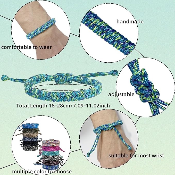 24 pcs Braided Friendship Bracelets for Teen Girls Boys Woven Paracord Bracelets Set Valentines Exchange Gifts Easter Basket Fillers for Teens Teenager Birthday Christmas Party Favors