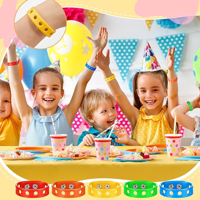 Aoriher 20 Pieces Silicone Charm Bracelets Kids Valentine's Day Silicone Wristband Gift Adjustable Rubber Bracelet with Holes for Shoe Charm First Day of School Party Favors(Multicolored)