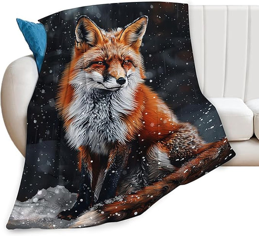Red Fox Throw Blanket Cute Orange Fox Plush Fleece Soft Cozy Gifts Blanket for Kids Girls Boys Adults Couch Bed Chair Office Dorm Decor 40''X50''