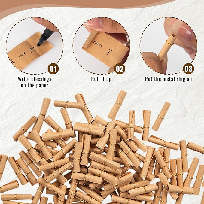 300 Pieces Scroll Paper Mini Message In a Bottle Message Paper Scrolls Mini Lucky Wishing Paper Rolls for Birthday, Anniversary, Valentine