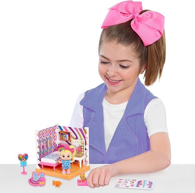 JoJo Siwa JoJo's World Bedroom Mini Playset, Mini JoJo Collectible Figure, 12-pieces, Kids Toys for Ages 6 Up by Just Play