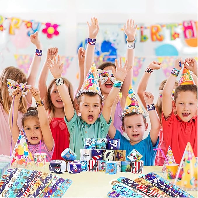 36 PCS Pirate Slap Bracelets Kids Party Favors,Bulk Snap Bracelet Party Favors Supplies for kids&teens Gifts Teacher Classroom School Favors
