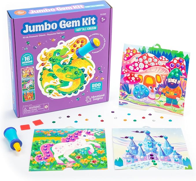 Educational Insights Jumbo Gem Kit - Arts and Crafts for Kids, Toddler Art Supplies, Toddler DIY Sensory Activity, Gift for Girls and Boys Ages 5+
