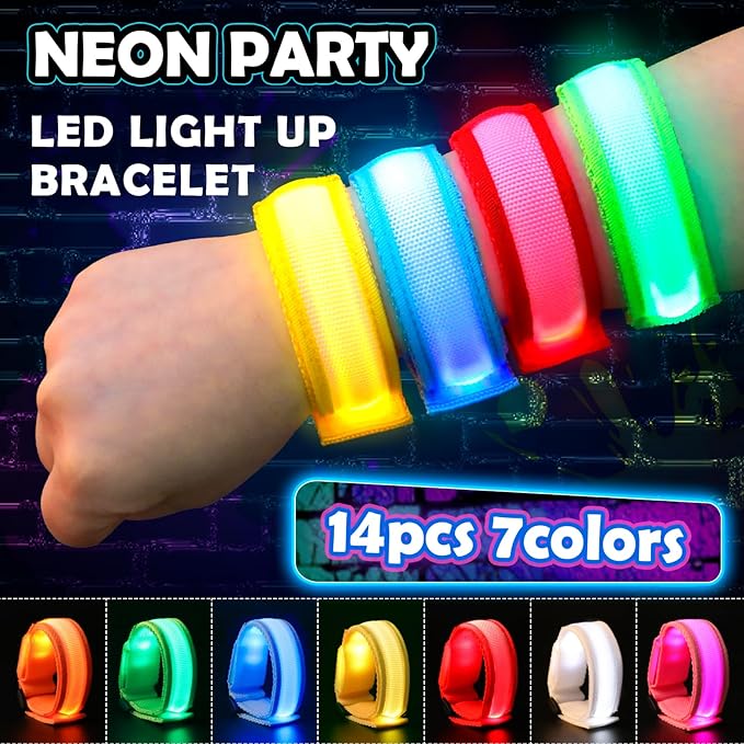 14/7 PCS LED Glow Bracelets, LED Light Up Bracelets for Kids Adults,Glow in The Dark Party Favors Supplies for Valentine's Day Gifts, Night Events, Concerts Rave Sports Accessories...