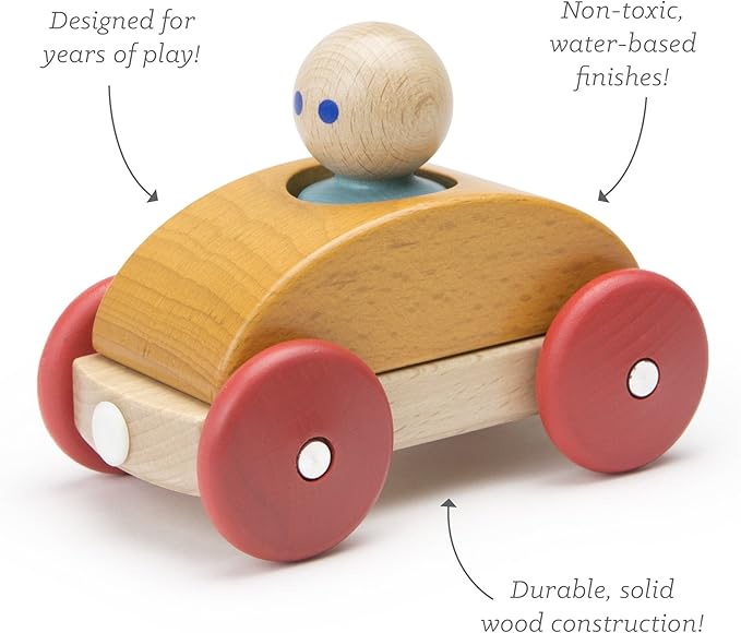 3 Piece Tegu Magnetic Racer Building Block Set, Orange