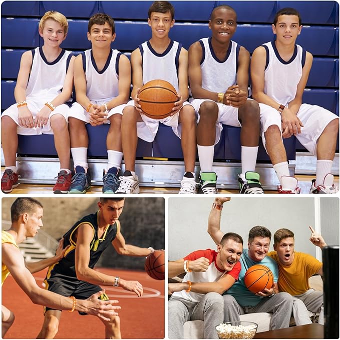 40 Pieces Basketball Party Favors, Basketball Silicone Wristbands Basketball Toy Bracelets for Basketball Game Day Teens Birthday Basketball Theme Party Basketball Team Awards Presents
