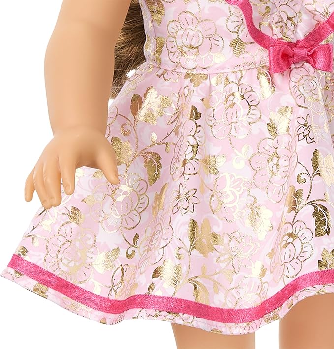 American Girl Truly Me 18-inch Doll Floral Fashion Outfit with Ruffled Bodice, Ribbon, Socks, and Boots, for Ages 6+
