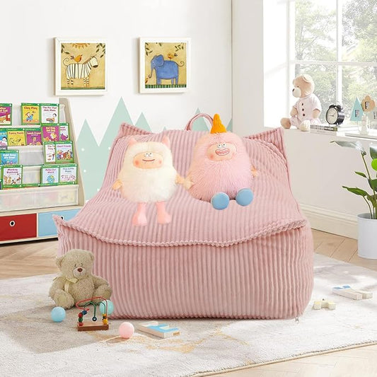 Bean Bag Chairs for Adults/Kids, Lounge Reading Chair with Memory Spone Filling, with Removable and Machine Washable Cover, for Living Room/Bedroom (Pink)