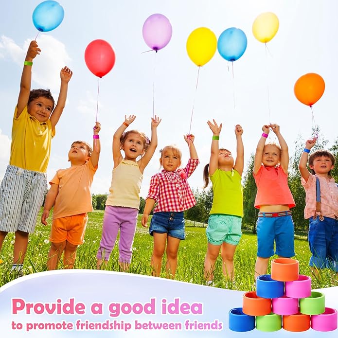 60 Pcs Silicone Slap Bracelets Bulk for Party Favors Rainbow Colored Snap Bracelets Wristbands for Adults Wedding Birthday School Classroom Holiday Party Supplies