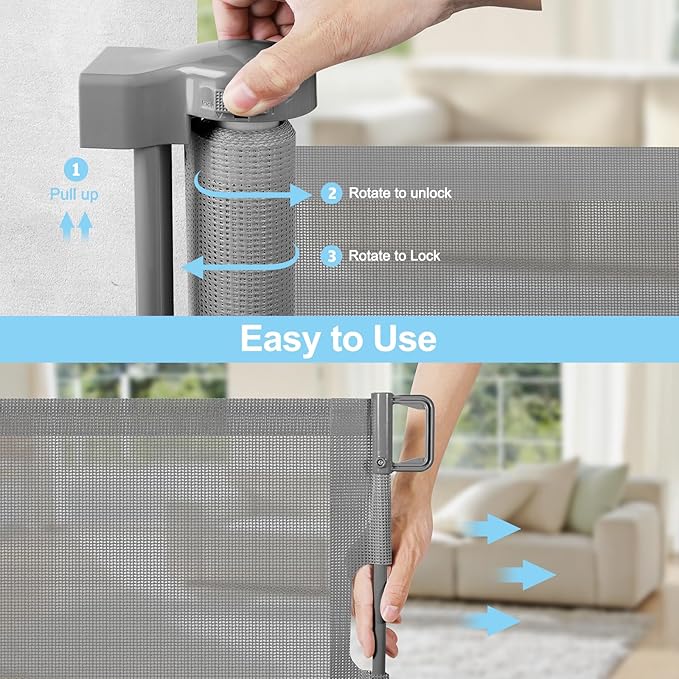 168 Inch Retractable Baby Gates Extra Wide Baby Gate Retractable Baby Gate Extra Long Baby Gates for Large Openings Extra Long Dog Gate for Large Opening Pet Gates for Dogs Extra Wide Outdoor Dog Gate