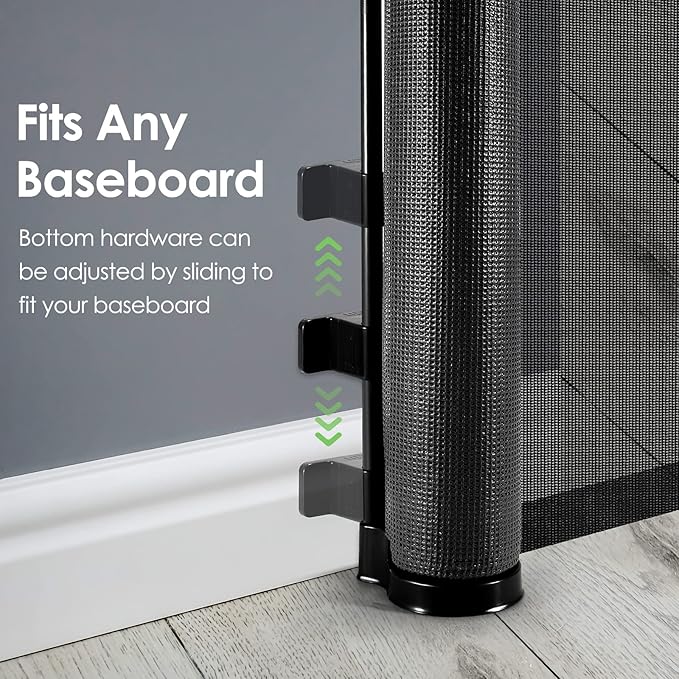 90 Inch Retractable Baby Gates Extra Wide Dog Gates for The House Extra Long Baby Gate for Stairs Child Gates for Wide Openings Large Dog Gate Indoor Outdoor Pet Gates for Dogs, Black