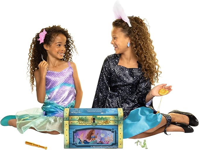 Disney The Little Mermaid Ariel & Ursula Dress Up Trunk, Treasure Chest Includes Ariel and Ursula's Outfit Dresses with Accessories [Amazon Exclusive]