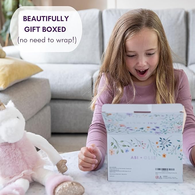 ABI + OLIE Jewelry Box for Girls & Little Girls Jewelry Box - Unicorn Kids Jewelry Box - Girls Music Box - Musical Girls Jewelry Box Organizer