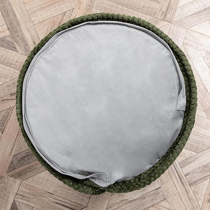 Asuprui Pouf Ottoman Stuffed Stuffed Ottoman Foot Rest Soft Plush Fiber Foot Stool 20x20x12 Inches Fuzzy Chair Floor Pouf Chair Foot Rest with Storage for Living Room Bedroom Green Pouf with Filler