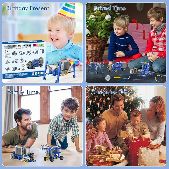 330Pcs Building Kit, 12 in 1 STEM Toys with Electric Power Motor for Kids, DIY Erector Set for Boys Girls, Technic Building Suit Creative Play Great Gift for Kids Age 6+