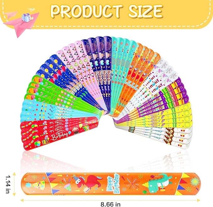 48 PCS Slap Bracelets Party Favors, Bulk Snap Bracelet Party Favors Supplies for kids&teens Gifts Teacher Classroom School Prizes (Birthday)