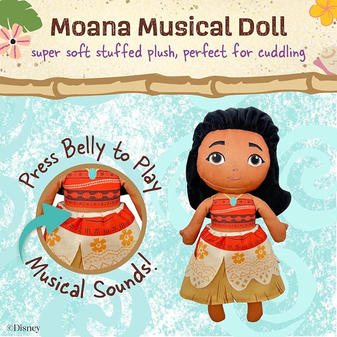 KIDS PREFERRED Disney Baby - Moana 12" Plush Doll with Musical Sounds - Collectable Stuffed Animal for Babies, Toddlers and Kids