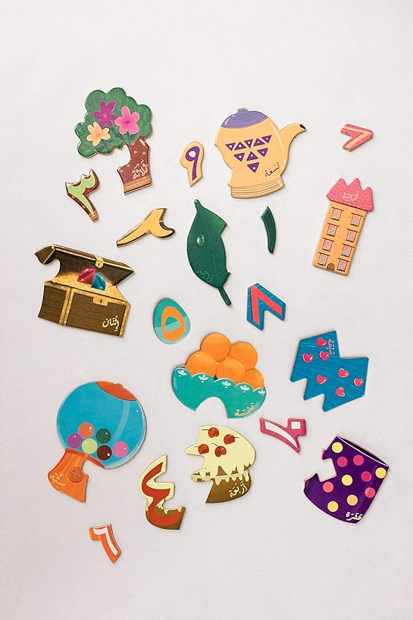 Arabic Wooden Matching Number Magnets Game, Educational Matching Game for Toddlers 3+ Years Old - Self-Correcting Number Puzzle for Kids- Magnetic Learning Toy with Wooden Pieces