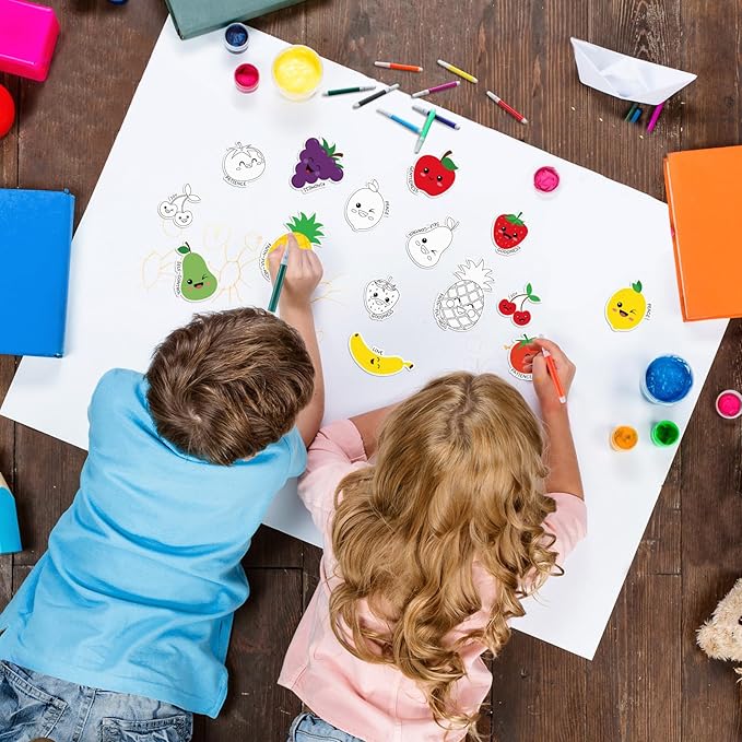 36 Set Fruit of The Spirit Crafts for Kids Color Your Own Fruit Magnets Decor DIY Christian Religious Craft Kit Cute Fruit Fridge Magnets for Classroom Sunday School VBS Coloring Activity