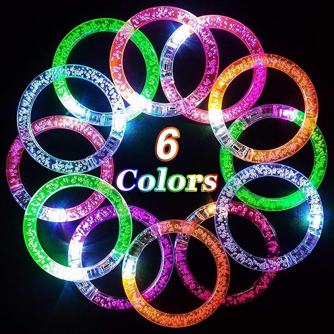 36 Pack Glow In The Dark LED Bracelets Party Favors for Kids Party Supplies Flashing Light Up Bracelet Glow Sticks Party Toys Neon Party Accessory Concert Birthday Party Games Valentines Day Gifts