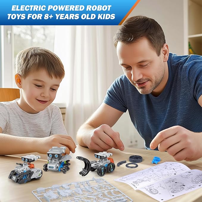 AESGOGO 12-in-1 Electric Robot Kit, STEM Projects Toys for Kids Age 8-12 Birthday Gifts, DIY Building Science Experiment Kit Battery Powered Education for Boys Girls Aged 8 9 10 11 12 13 14 Years Old