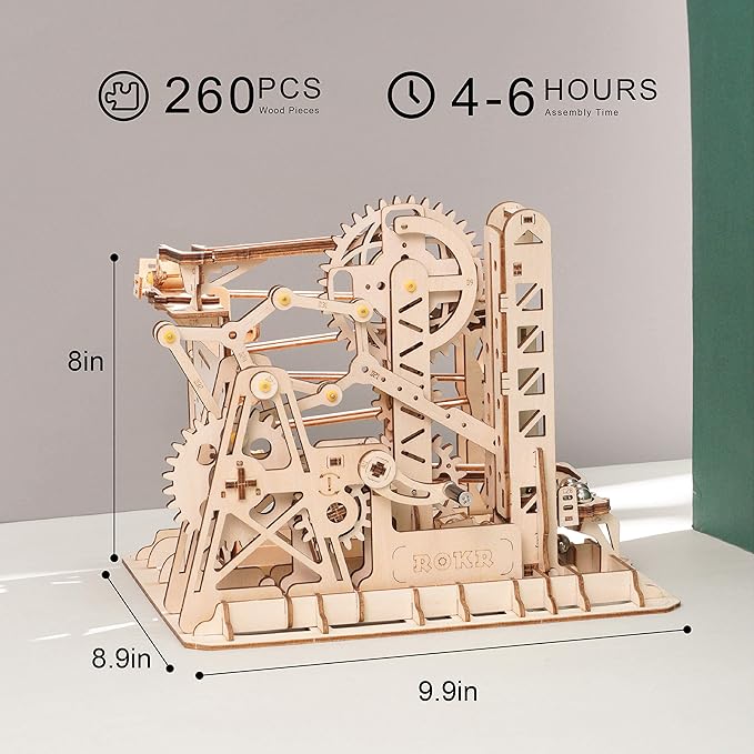 ROKR Marble Run 3D Wooden Puzzles Model Building Kits for Adults - Educational Project Brain Teaser, DIY Crafts for Adults & Kids (Ladder)
