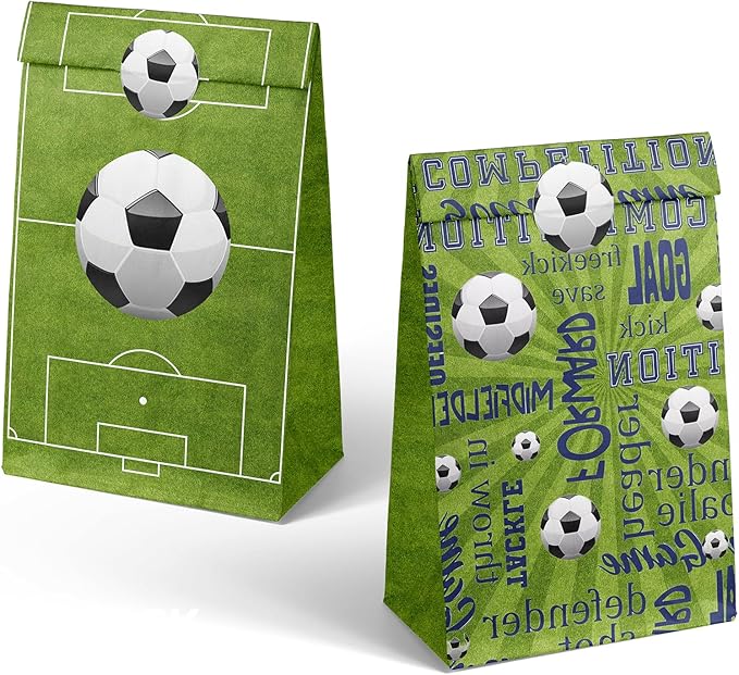 24 Soccer Party Favor Bags with Stickers Soccer Goodie Bags Soccer Party Favors for Kids Soccer Birthday Party Supplies