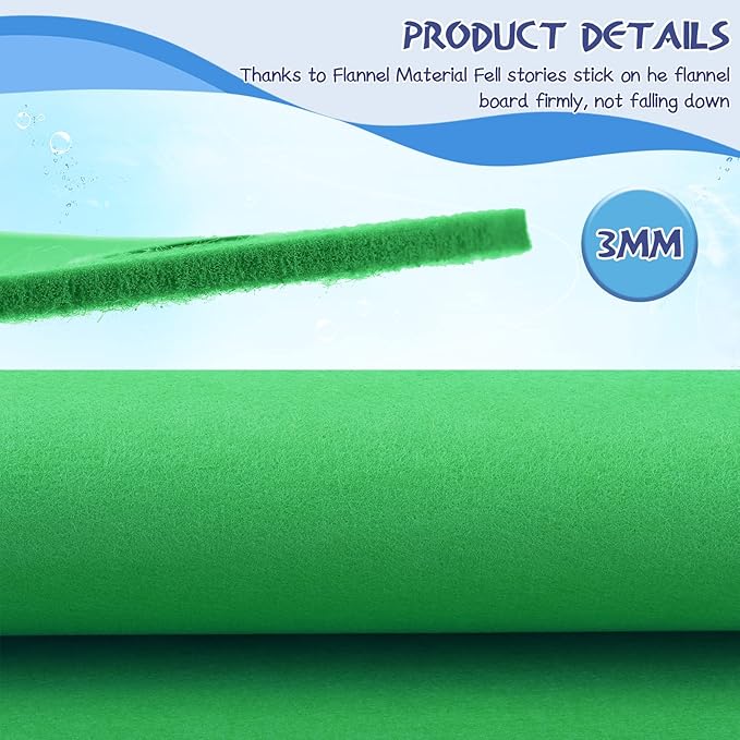 4 Pieces Felt Board for Toddlers Classroom Flannel Board Stories for Preschool Homeschooling, Kids Felt Story Activity Wall Hanging Children Birthday Gifts, 11.8 x 15.75 Inch (Green)